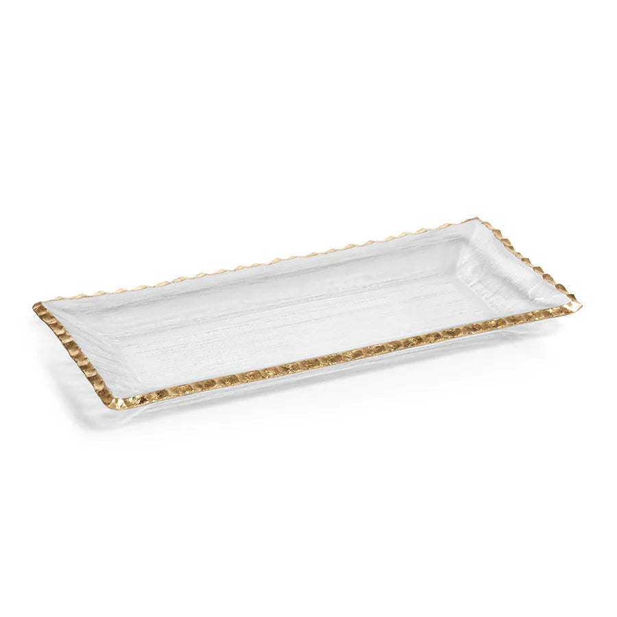 BMH - Zodax Glass Textured Tray w/Gold Rim