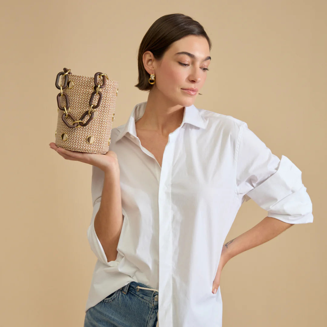 Brackish Greenwich Bucket Bag - Raffia