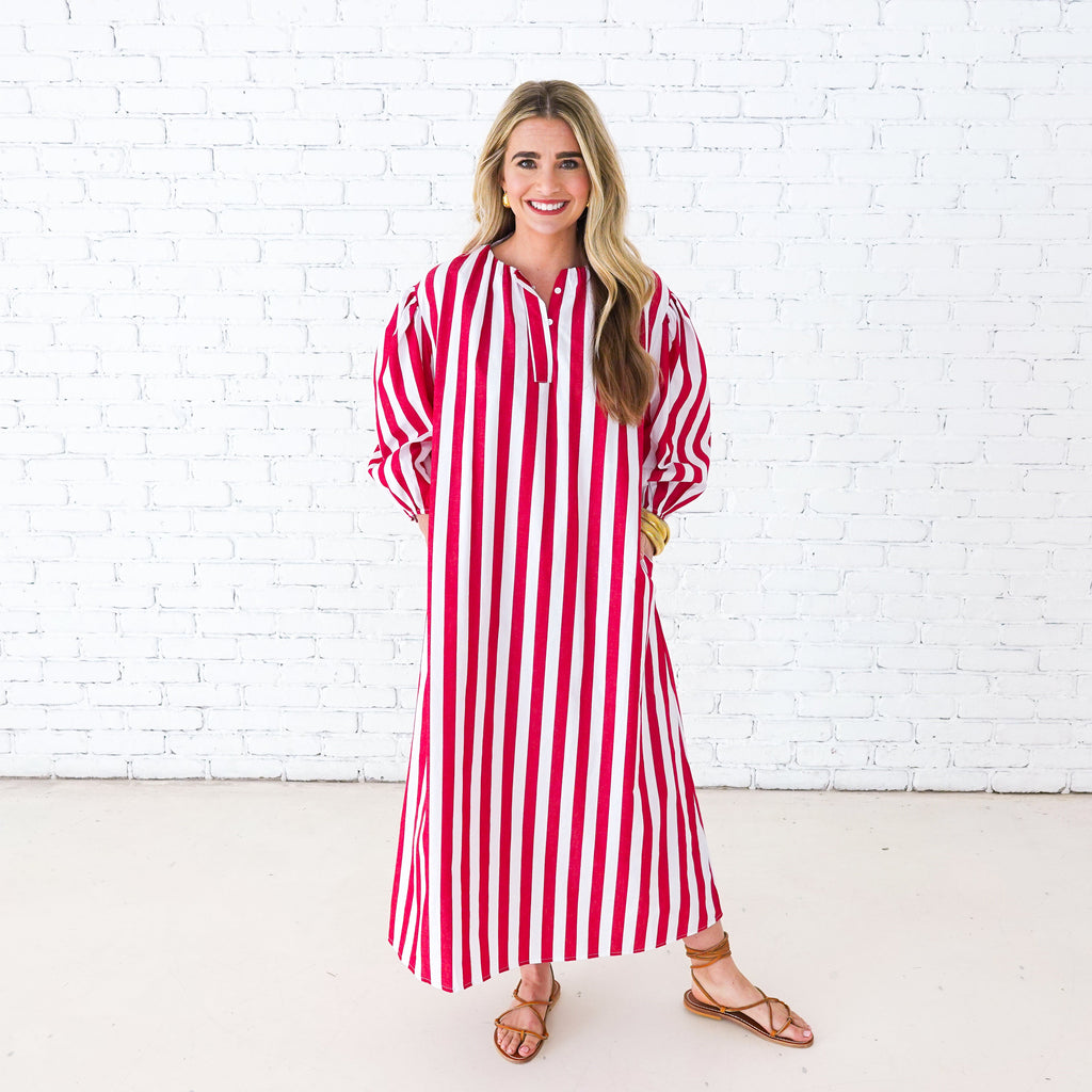 Cabana Dress Red Stripe