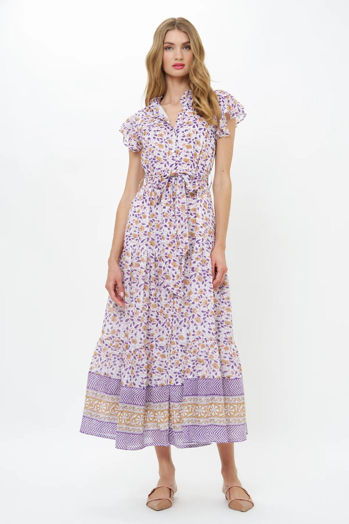 Ruffle Collar Button Maxi - Cotswald Navy