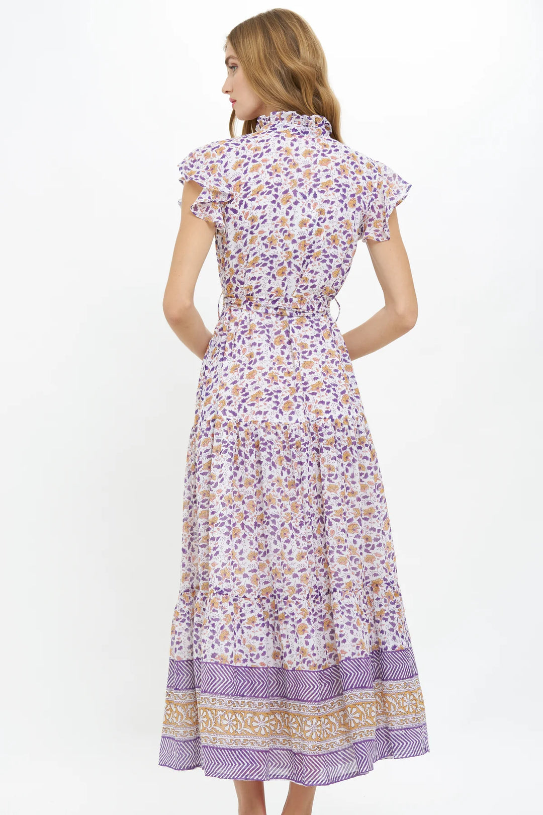 Ruffle Collar Button Maxi - Cotswald Navy