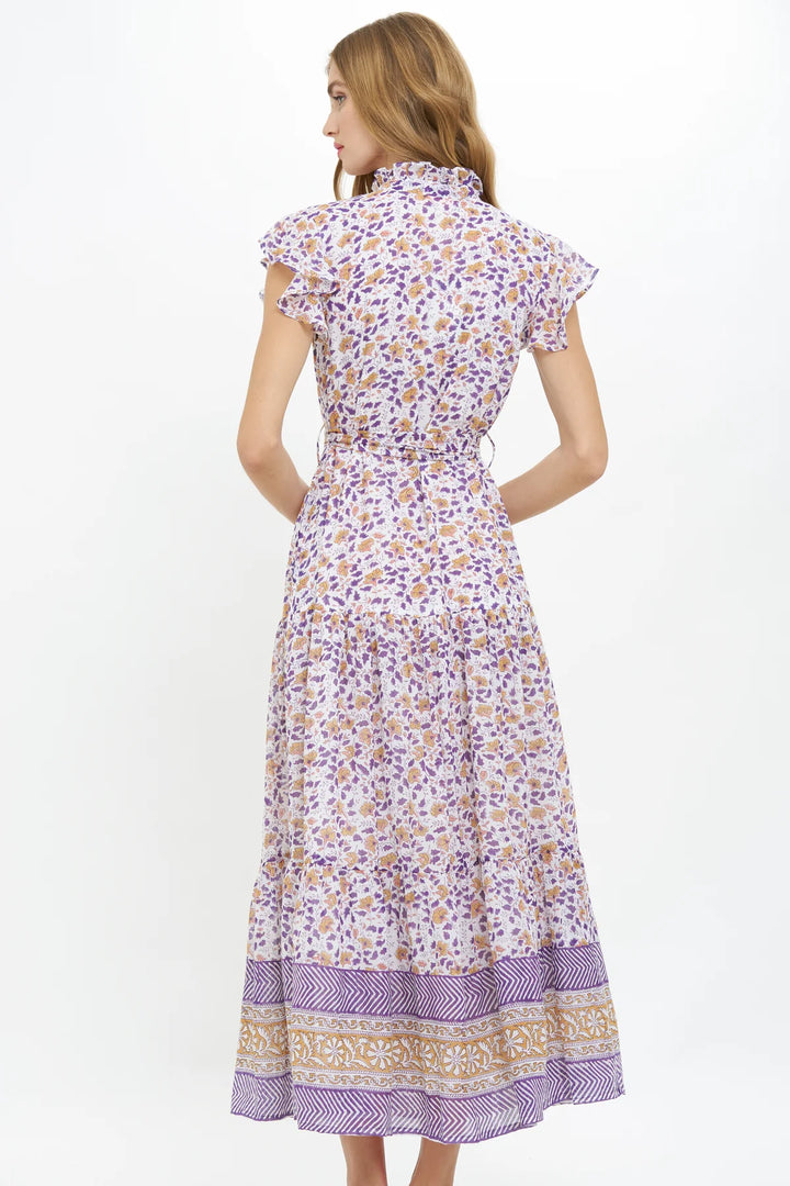 Ruffle Collar Button Maxi - Cotswald Navy