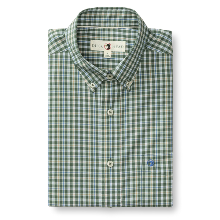 Performance Poplin Sport Shirt-Fallon Plaid-Duck Green