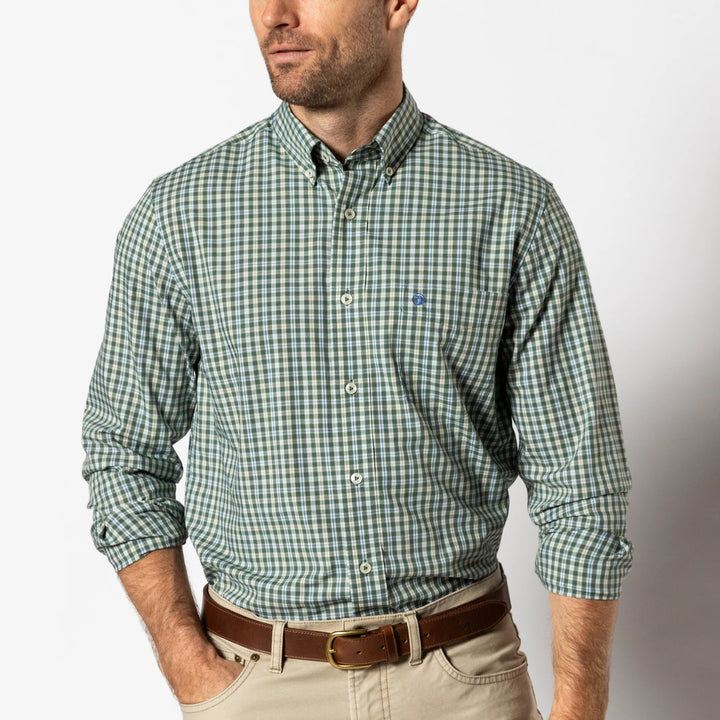 Performance Poplin Sport Shirt-Fallon Plaid-Duck Green