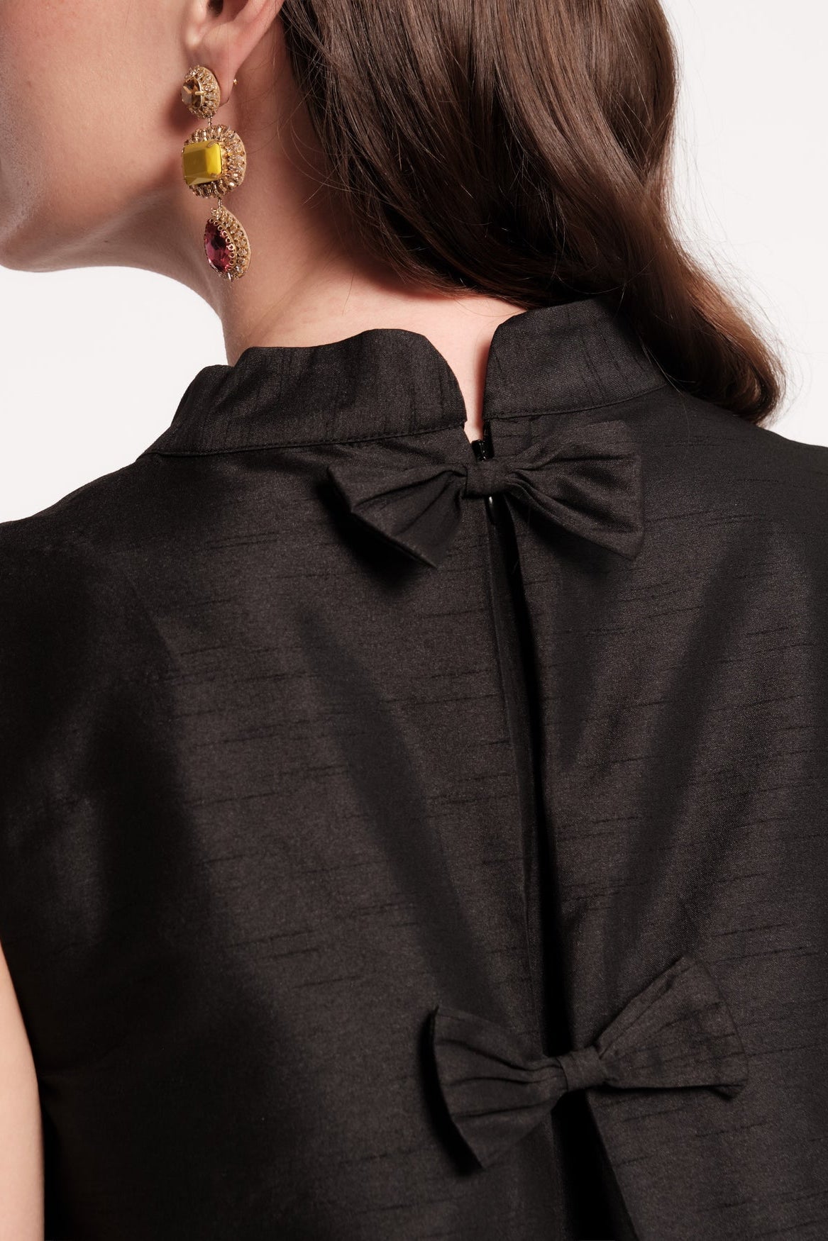 Diplomat Mini Dress-Solid Dupioni Black