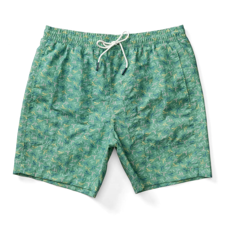 6in. Print Sailport Swim Short-Aspen Green