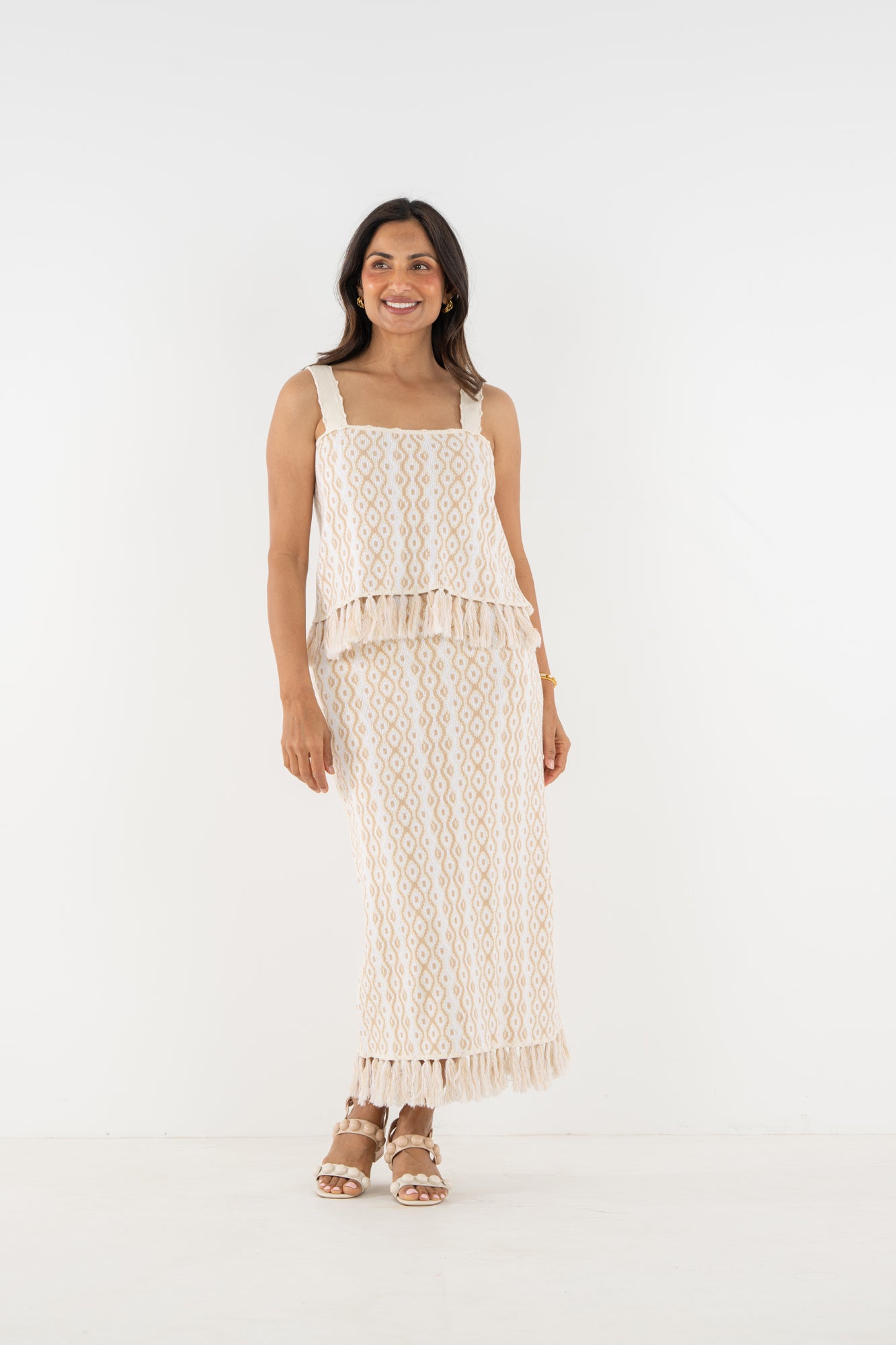 Capri Knit Skirt - Blanc Petals