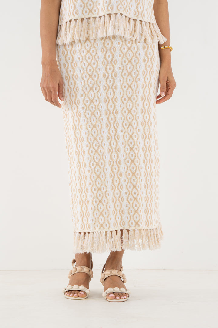 Capri Knit Skirt - Blanc Petals