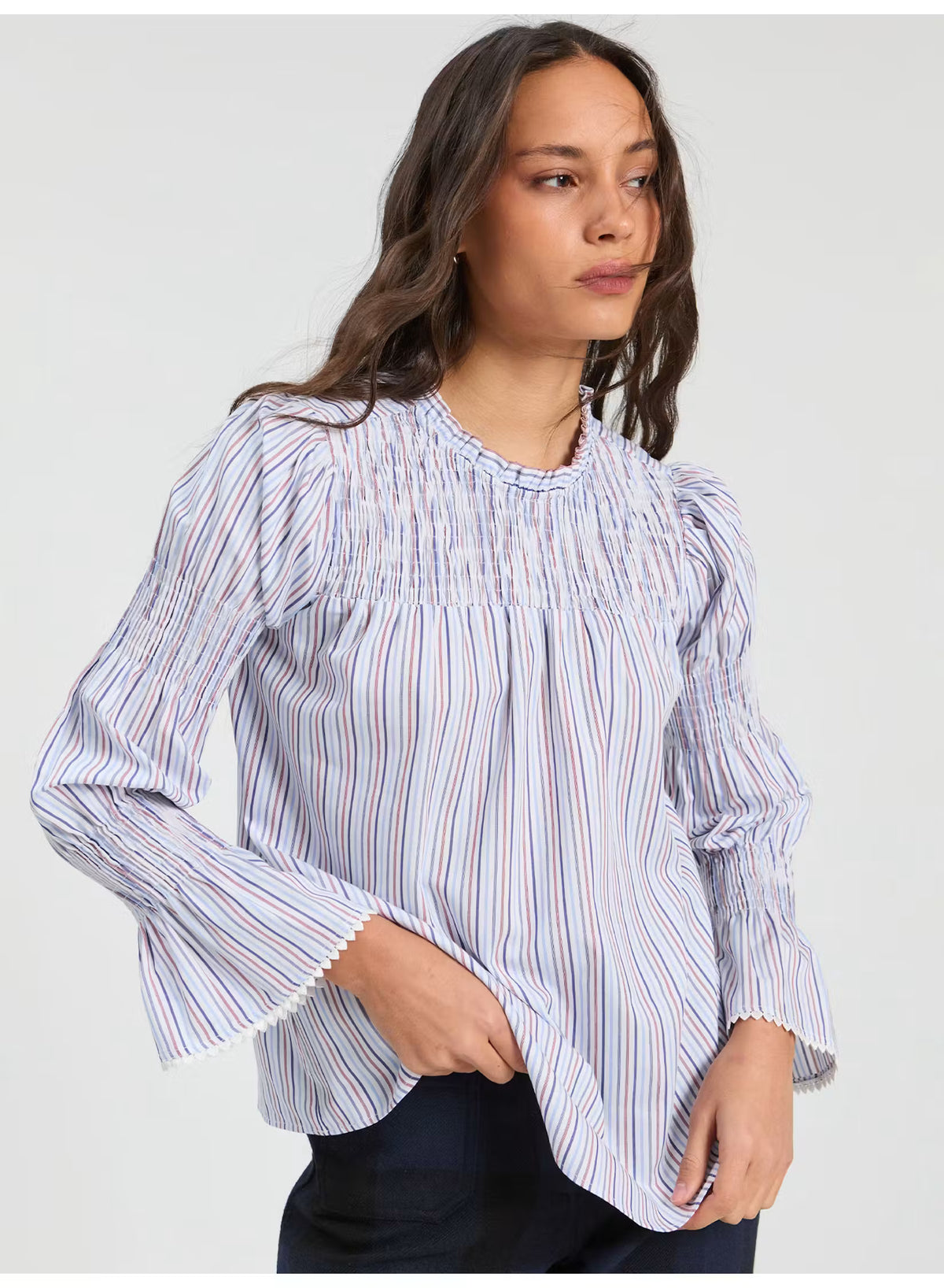 Senna Red & Blue Striped Shirt