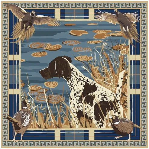 Indigo Pheasant Watch Silk Scarf