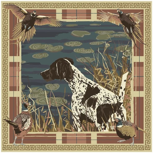 Navy & Wine Pheasant Watch Silk Scarf