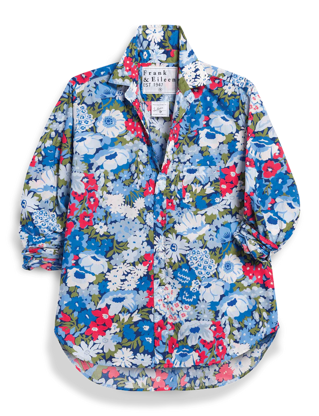Eileen Relaxed Button-Up Shirt-Floral BRG