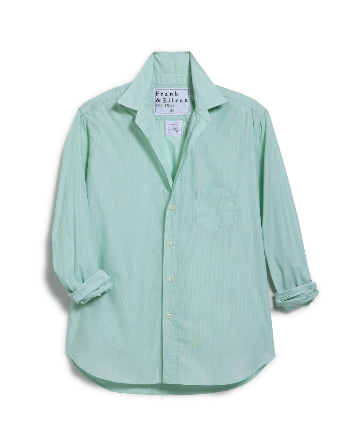 Eileen Button Up Shirt - Green Stripe