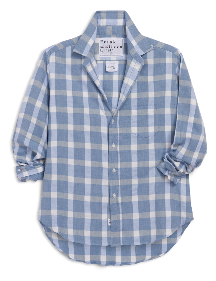 Eileen Relaxed Button-Up Shirt-Large Blue White Check