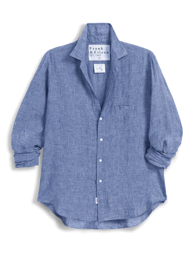 Eileen Relaxed Button-Up Shirt - Navy Linen