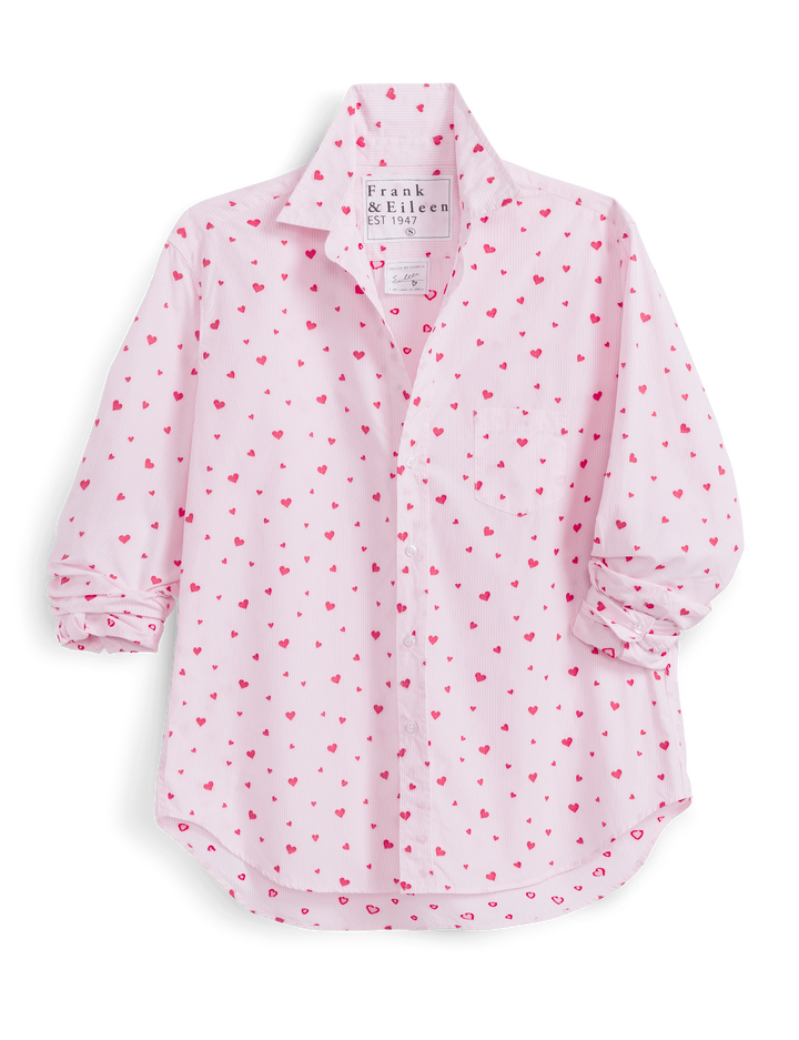 EILEEN Relaxed Button-Up Shirt-PSTH-Pink Stripe Hearts