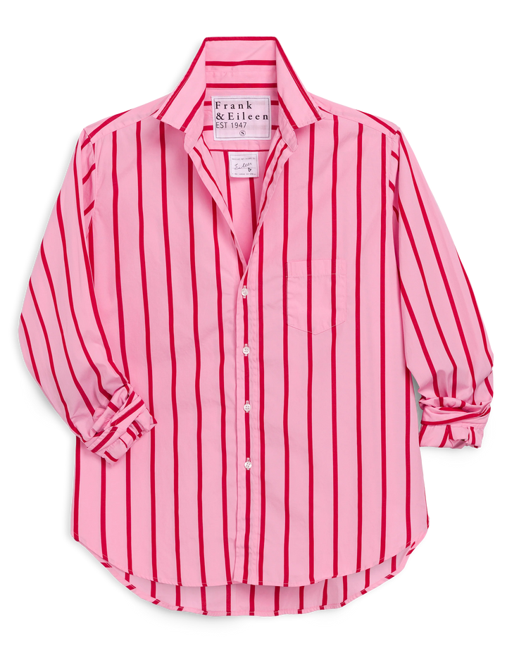 SILVIO Untuckable Button-Up Shirt-STPR-Pink/Red Stripe