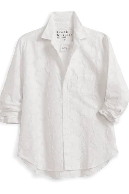 Eileen Relaxed Button-Up - Textured Natural Flowers