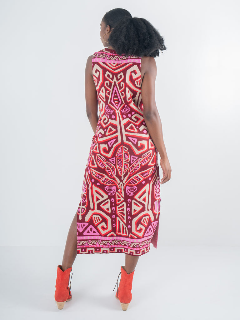 Simone Sweater Dress Tribal Palm