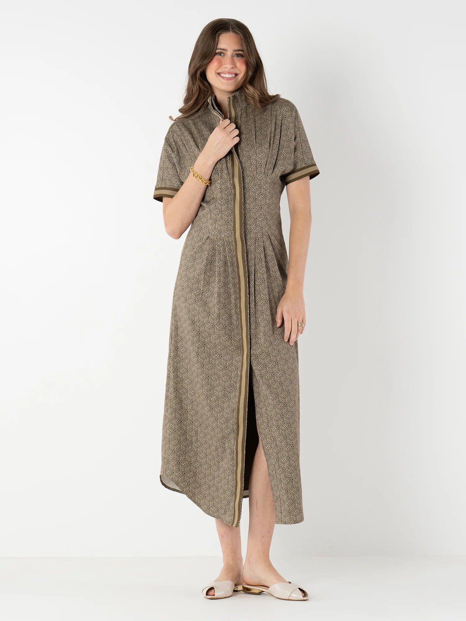 Georgia Dress - Green Tonal Monogram