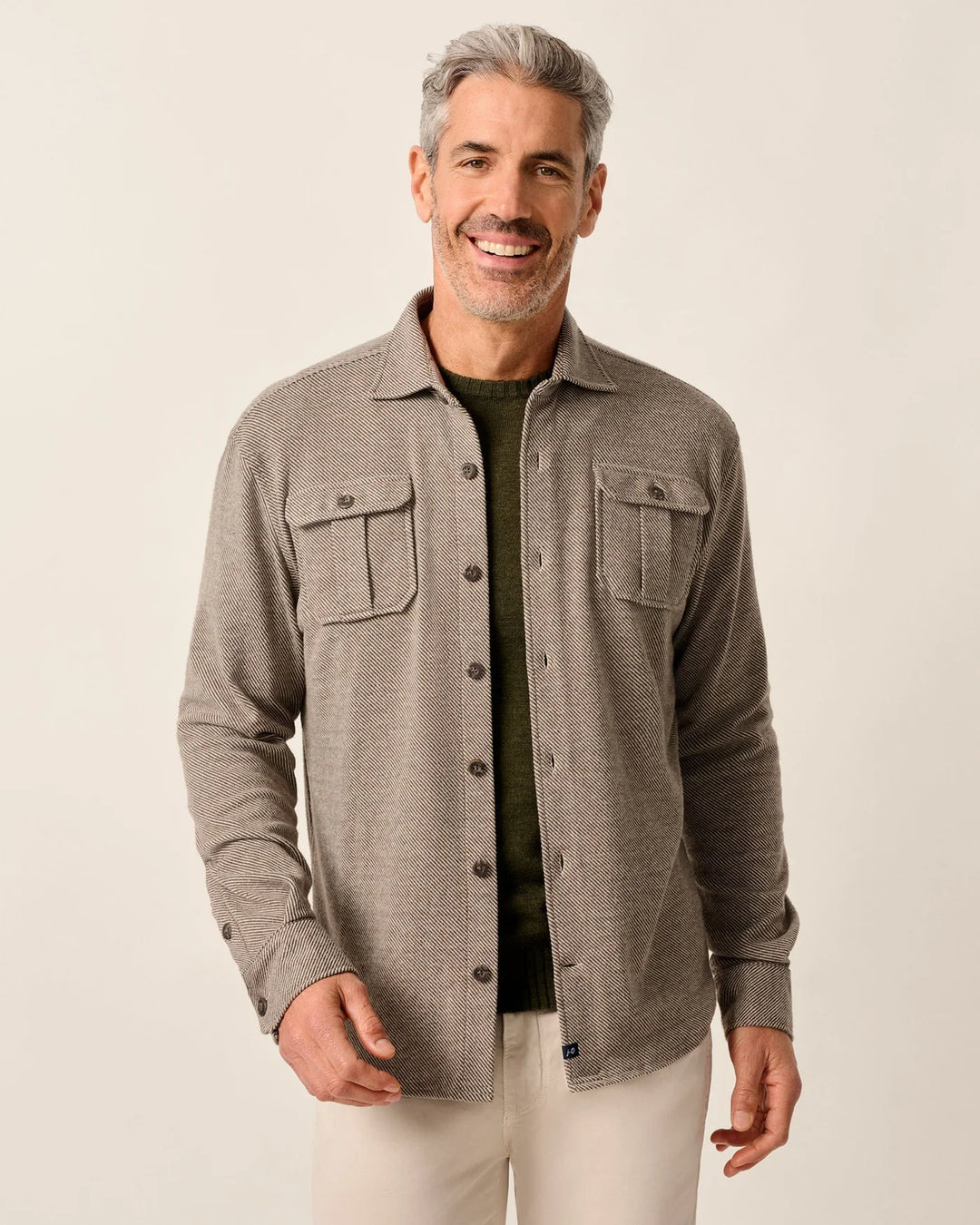 Carl Stretch Knit Flannel Lodge Shirt-Havana