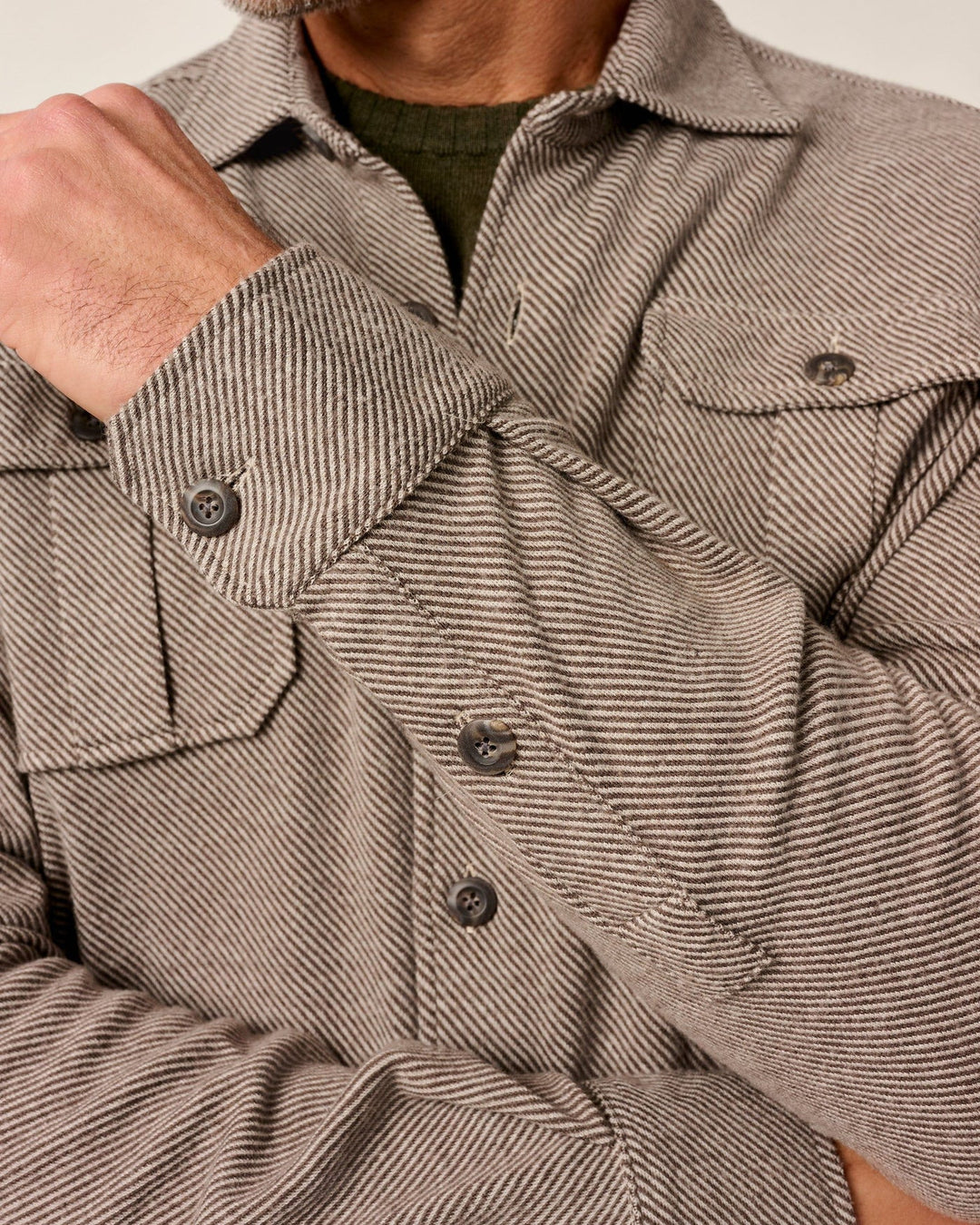 Carl Stretch Knit Flannel Lodge Shirt-Havana