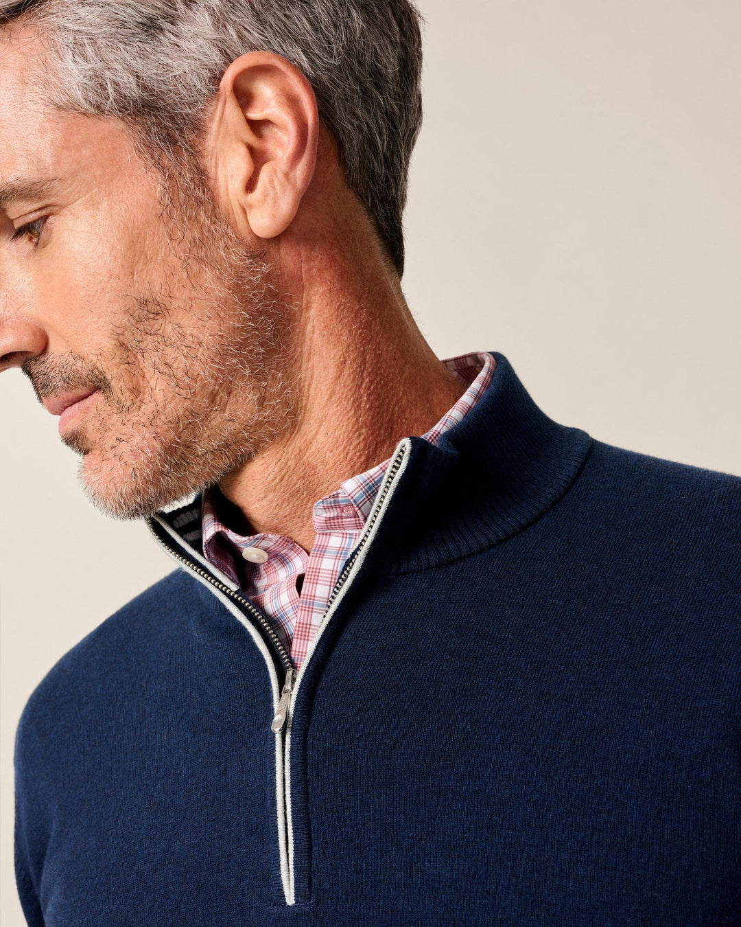 Desmond Cotton Blend 1/4 Zip-Midnight