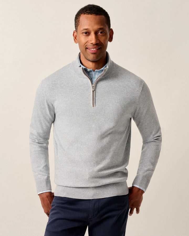 Desmond Cotton Blend 1/4 Zip-Pebble