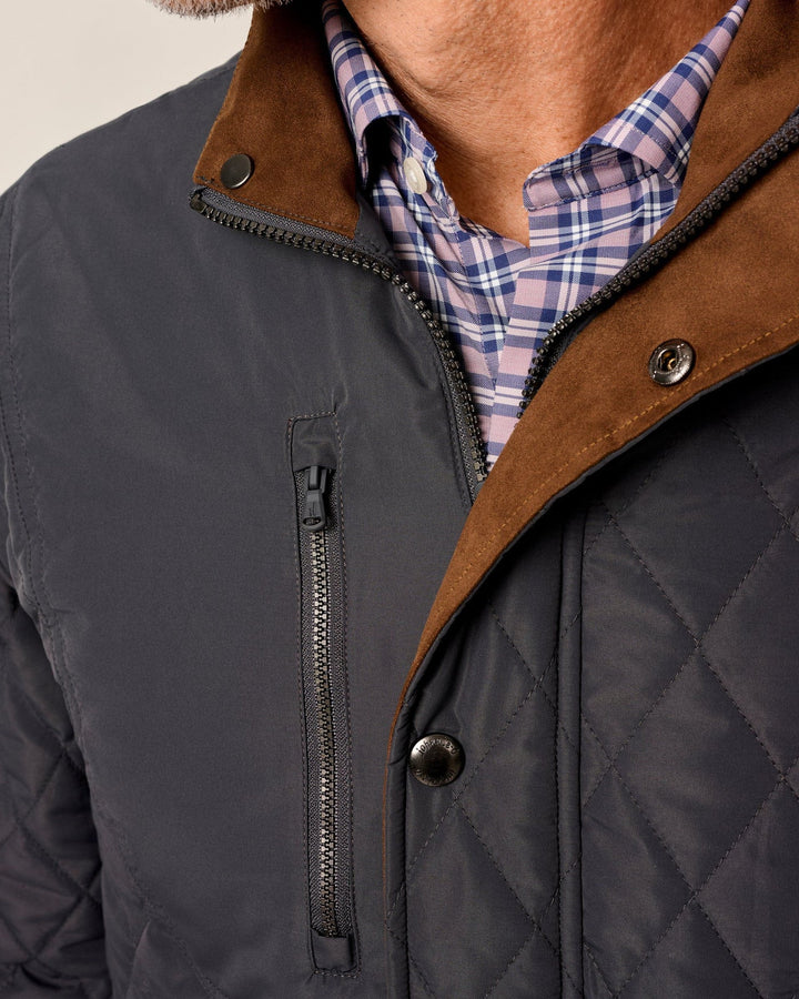 Juno Quilted Snap Jacket-Dark Gray