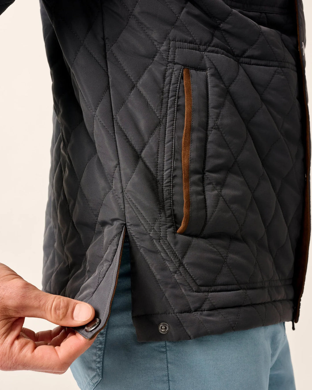 Juno Quilted Snap Jacket-Dark Gray