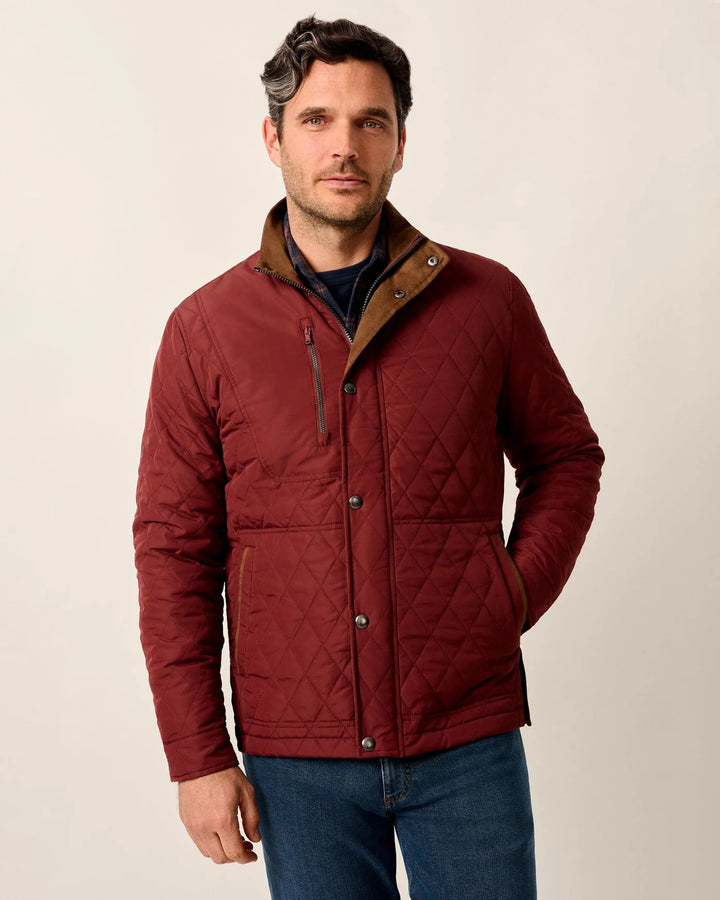 Juno Quilted Snap Jacket-Dark Maroon