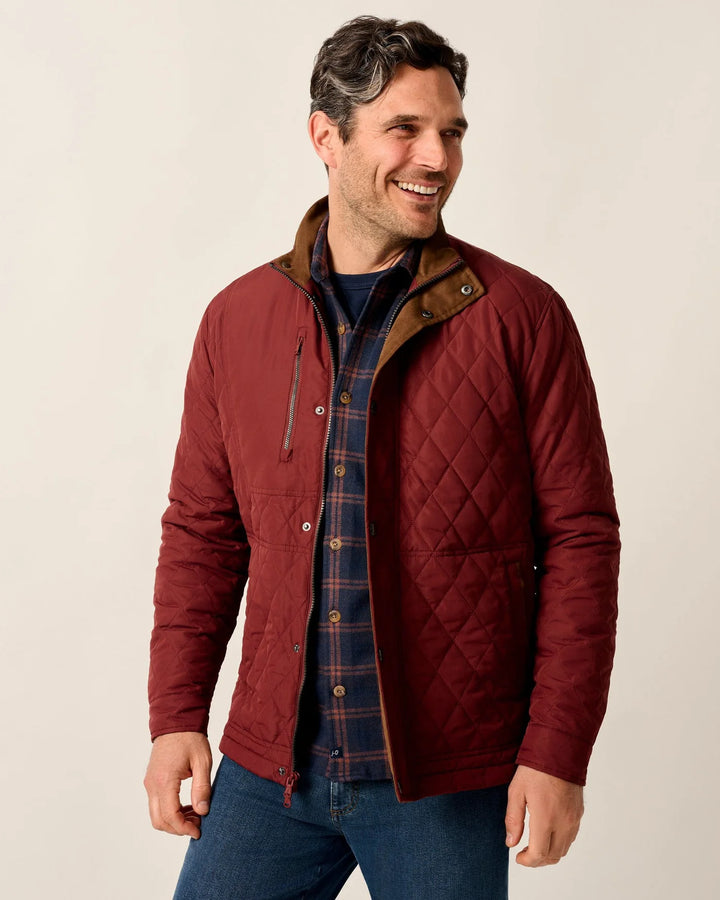 Juno Quilted Snap Jacket-Dark Maroon
