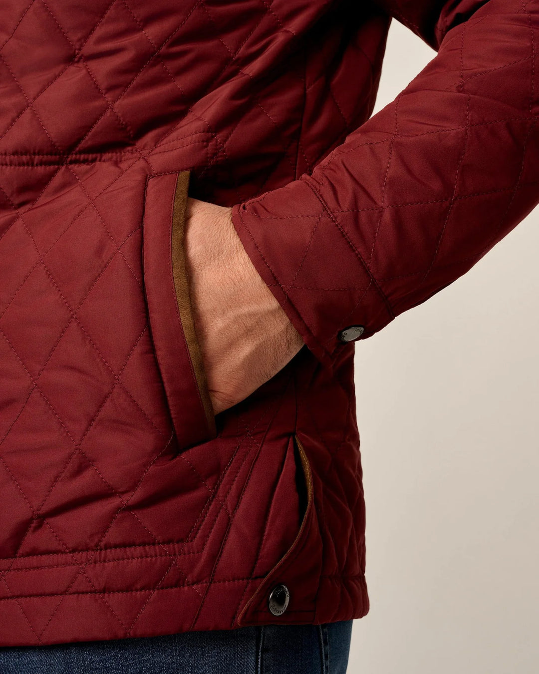 Juno Quilted Snap Jacket-Dark Maroon