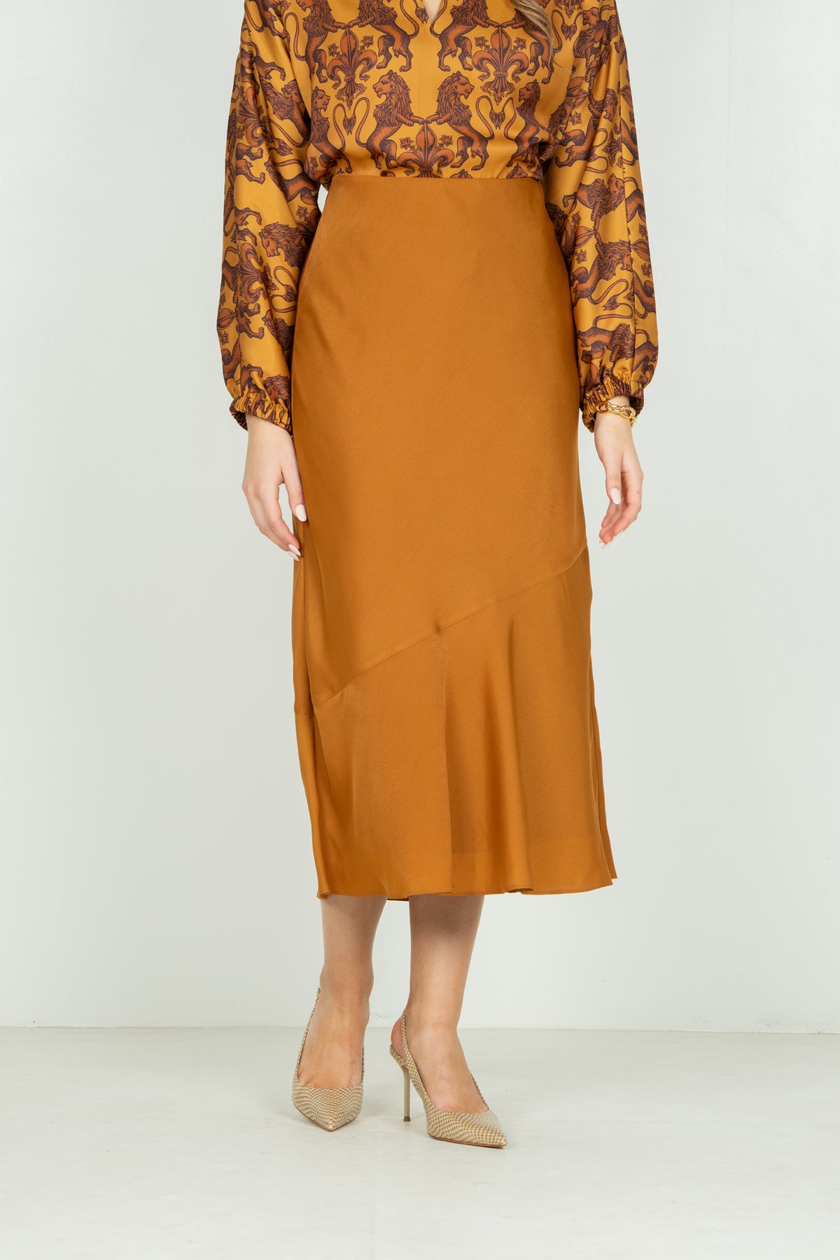 Bias Midi Skirt - Pecan