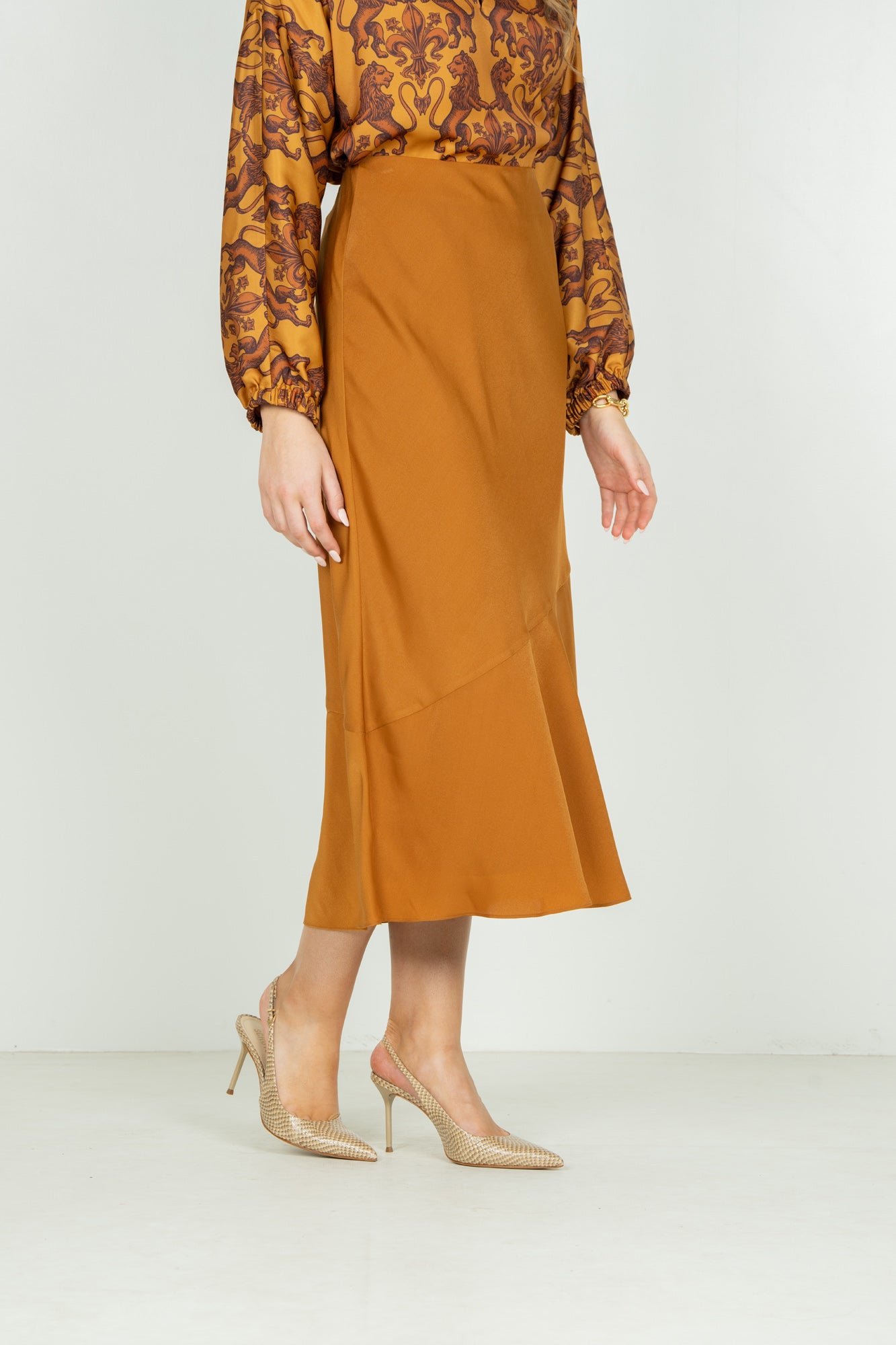 Bias Midi Skirt - Pecan
