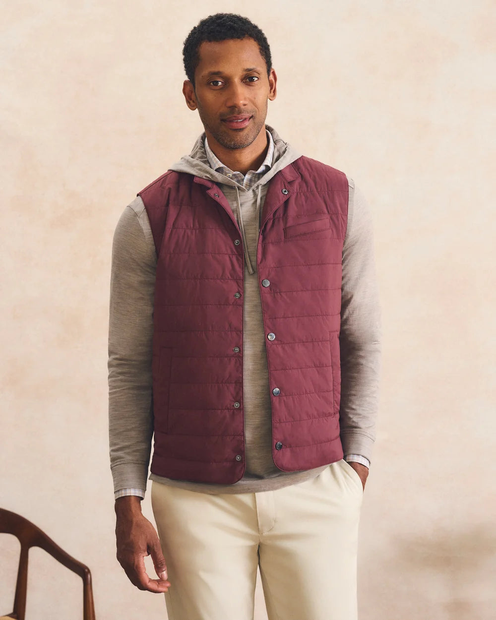 Bauer Snap Front Quilted Vest-Grape