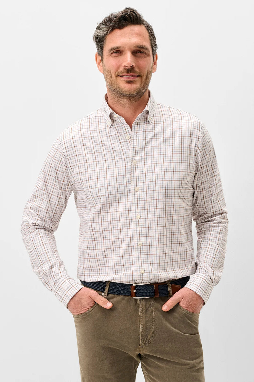 Everyday Performance Button Down Shirt - Sandalwood Pane
