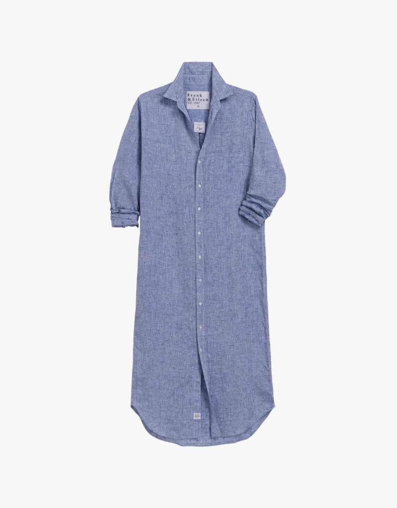 Rory Maxi Shirtdress-BLHR Blue Linen Hearts