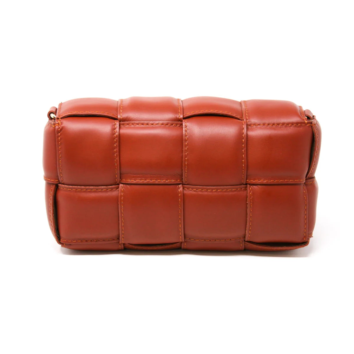 Italian Leather Quilted Crossbody-Brick