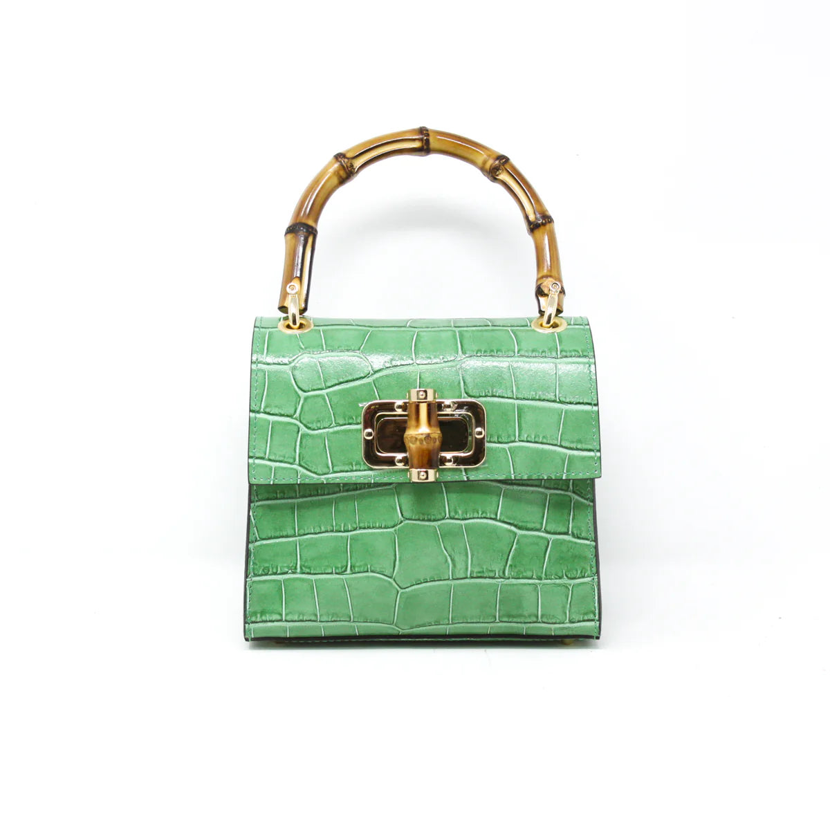 Small Bamboo Handle Bag - Green