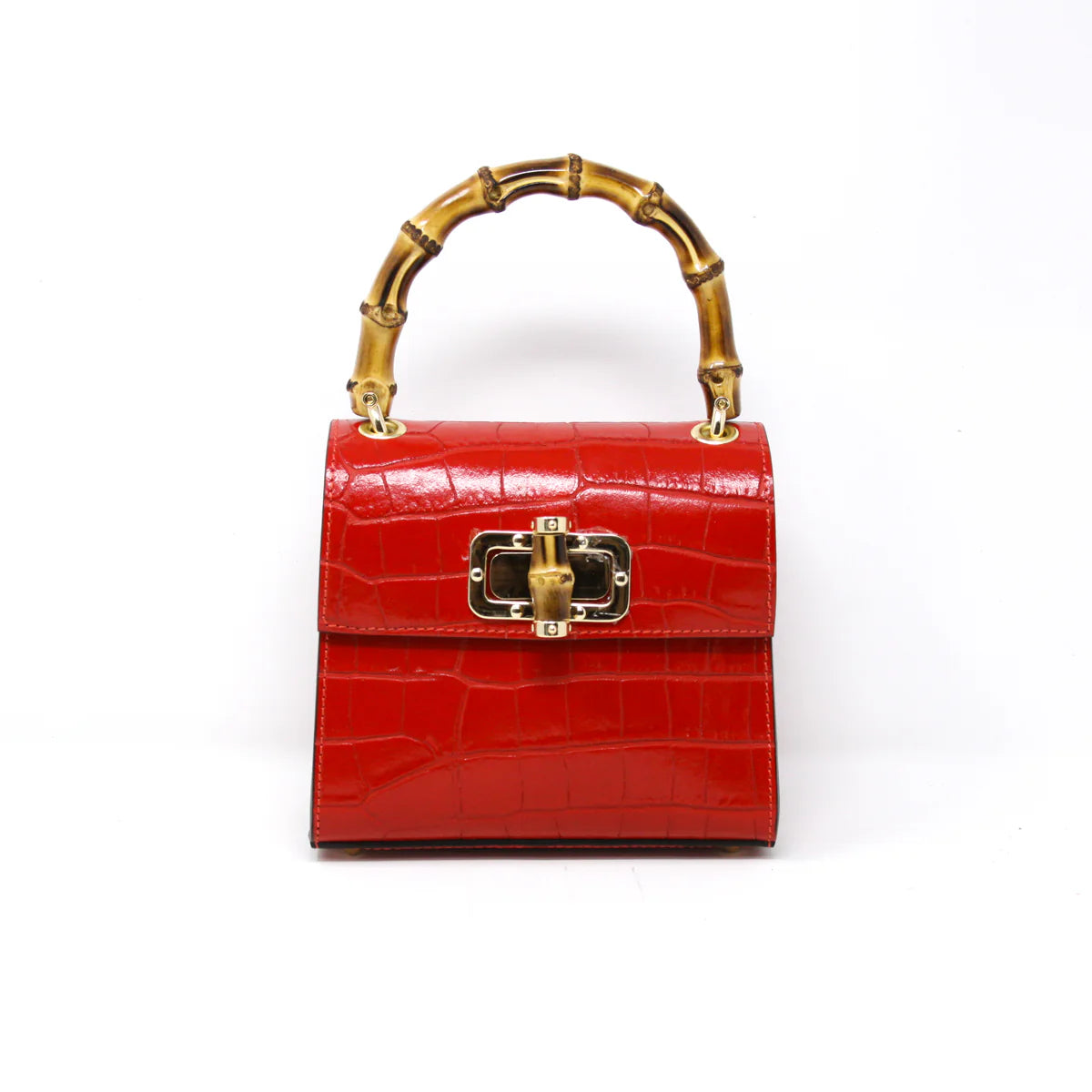 Small Bamboo Handle Bag - Red