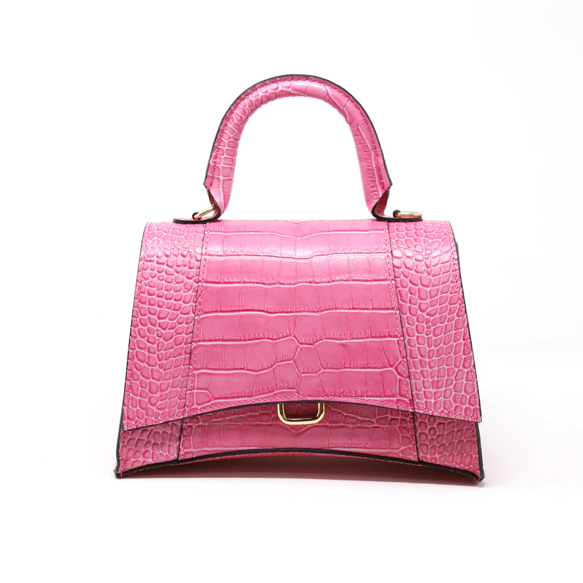 Leather Top Handle & Crossbody Bag - Hot Pink