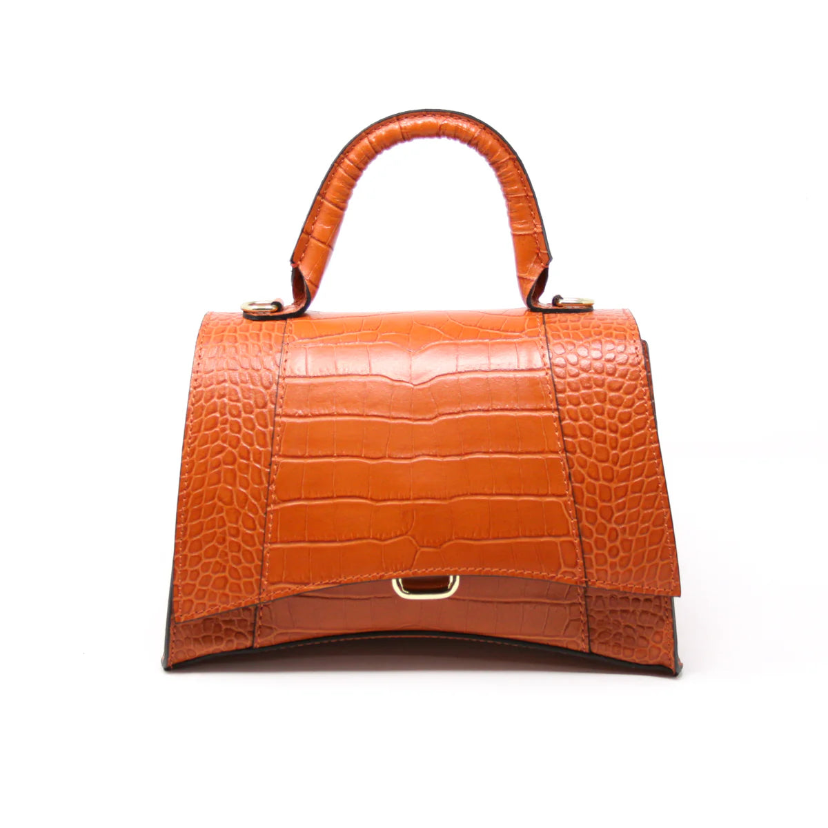 Leather Top Handle & Crossbody Bag - Orange/Rust