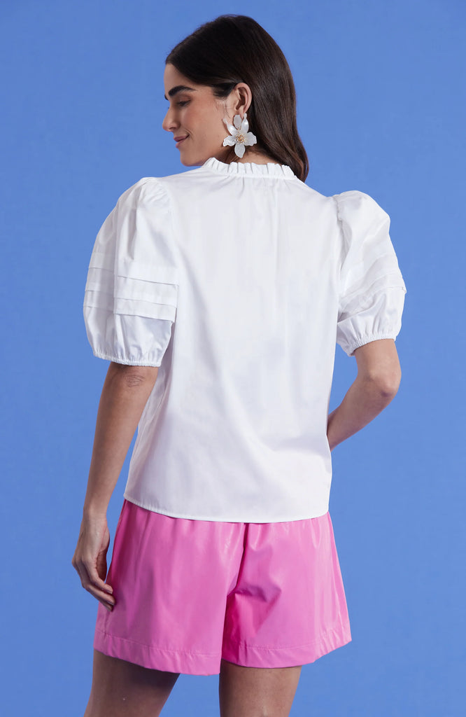 Jenna Cotton Sateen Top In White