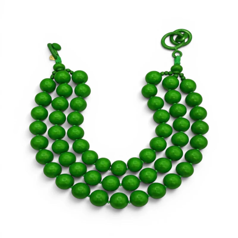 Three Strand Green Resin Necklace