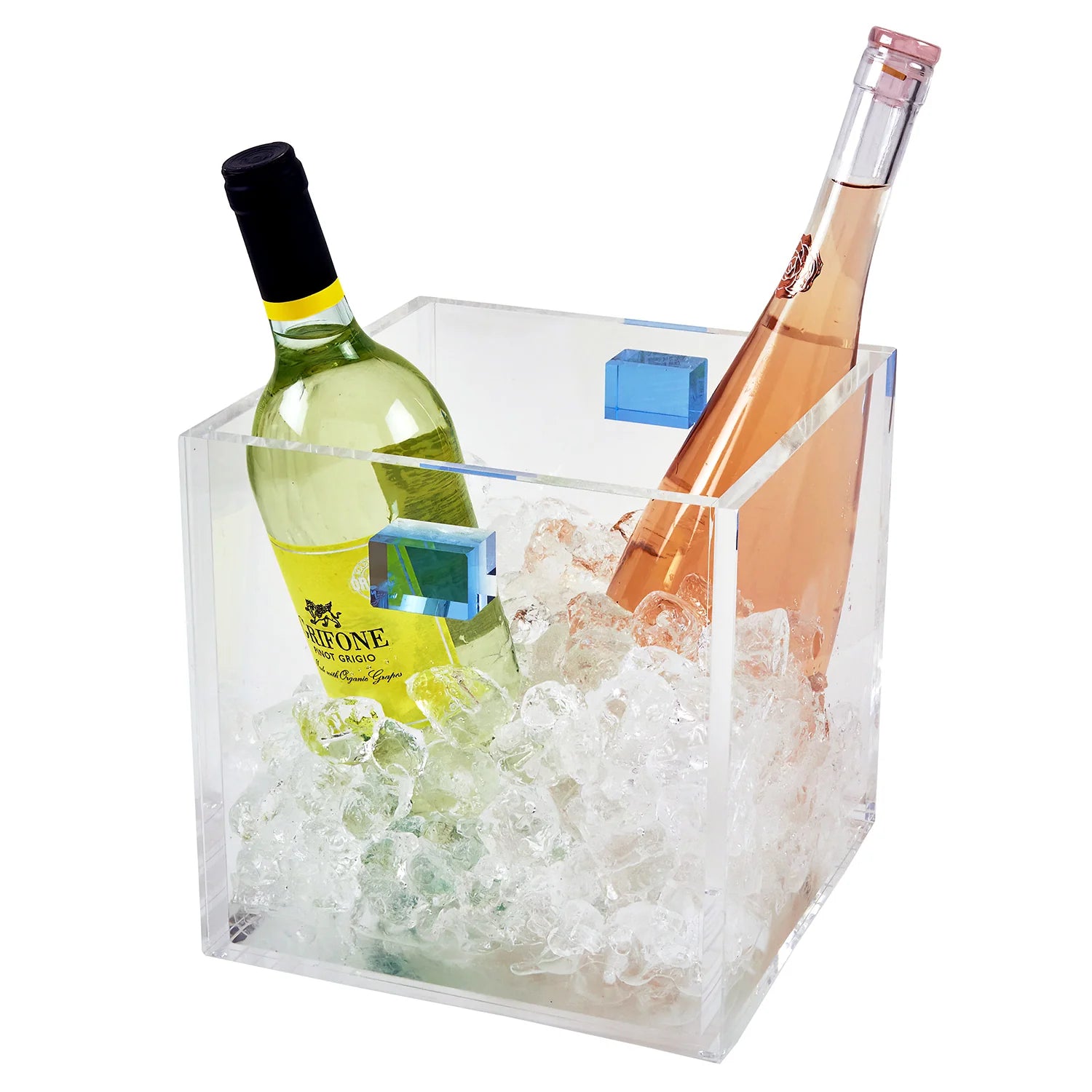 BMH - Lucite Clear Wine Cooler w/Blue Handles