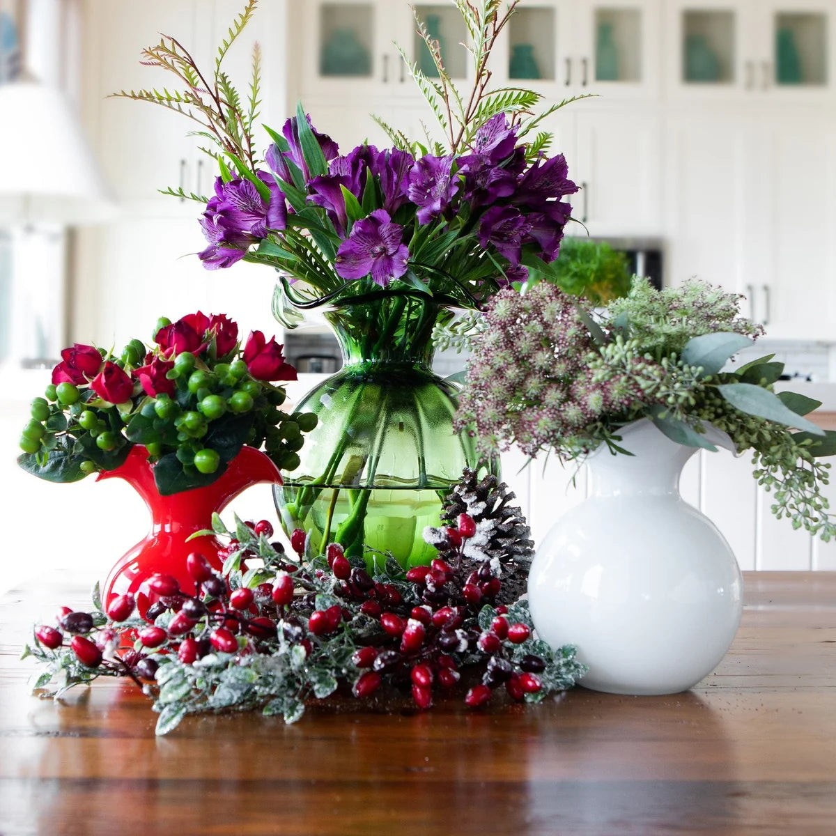 BMH - Vietri Hibiscus Vase Dark Green, M