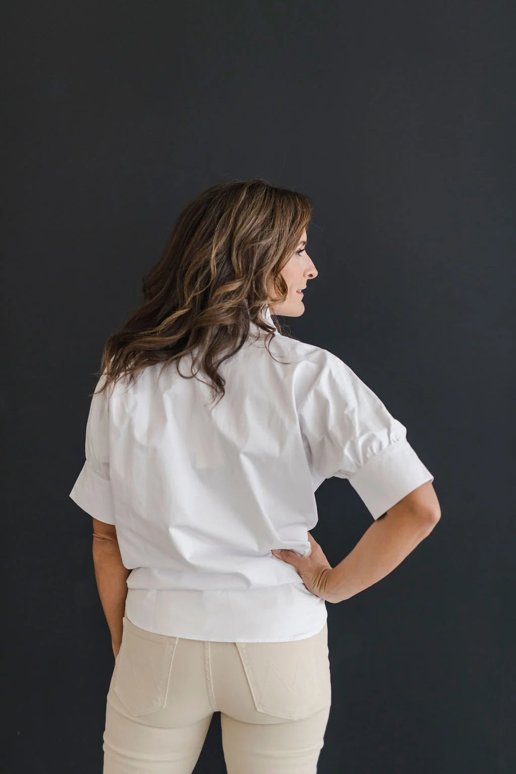 Short Sleeve Ruffle Shirt - White