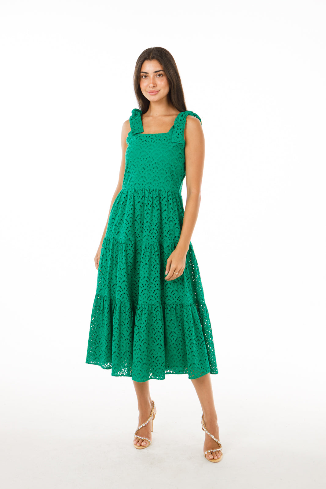 Graysen Dress - Green Eyelet