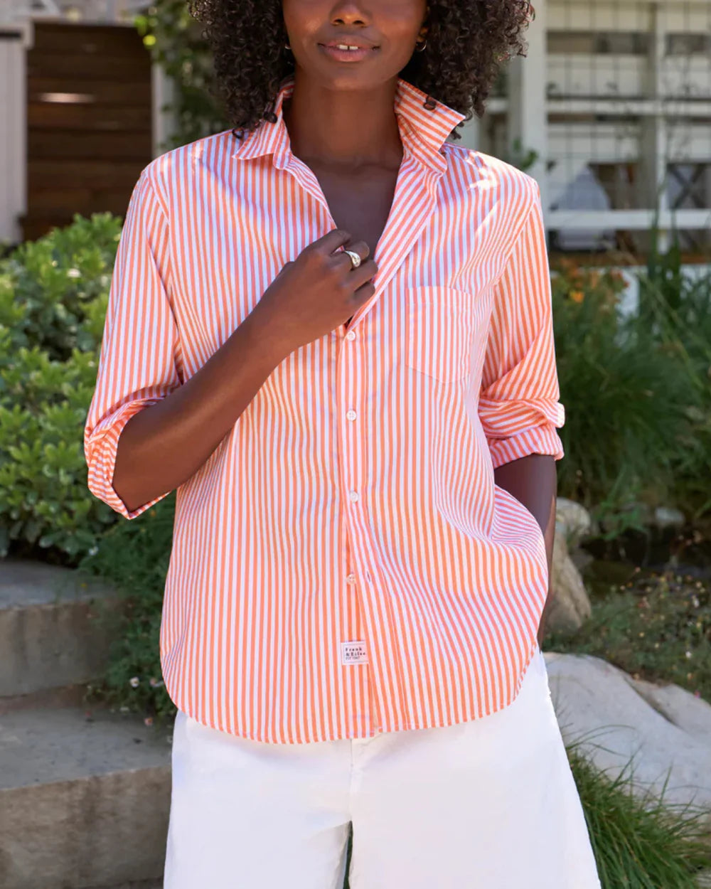 Silvio Button-Up - Peach Stripe